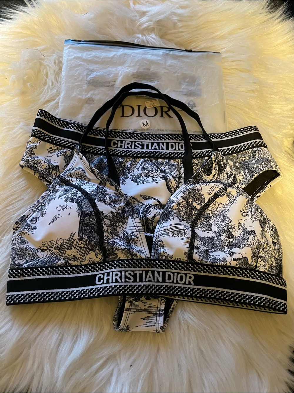 Christian Dior Logo Black & White 2 piece swimsuit